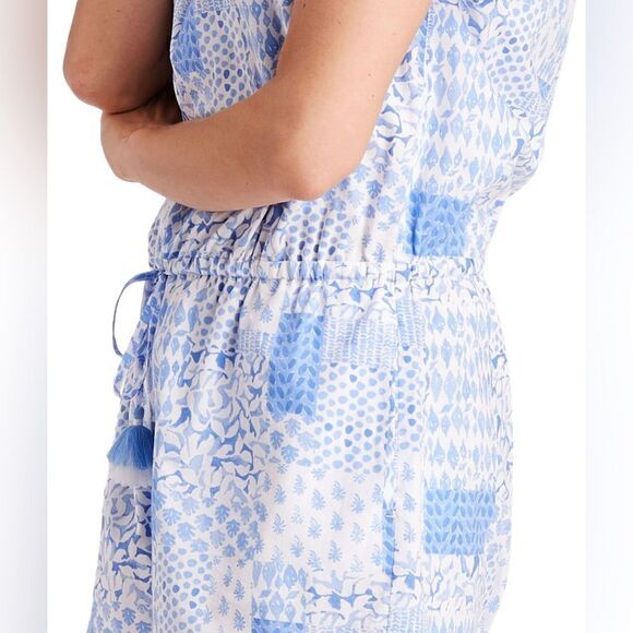 Vineyard vines Painted Patchwork Ruffle Off The Shoulder Romper - Picture 3 of 14